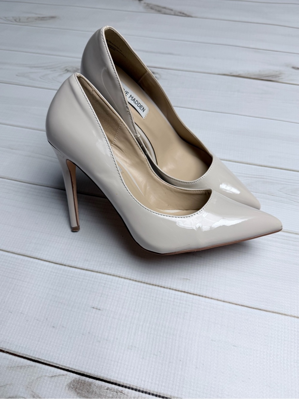 Steve Madden Nude Patent Pointed-Toe Pumps